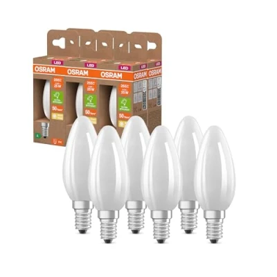 Image de OSRAM de forme Edison classique, avec filament LED décoratif, classe d&#039;efficacité énergétique A, E27, 2,2 W, 470 lm, 2700 K, blanc chaud. Sans échauffement, 100% d&#039;éclairage immédiat. 6 paquets