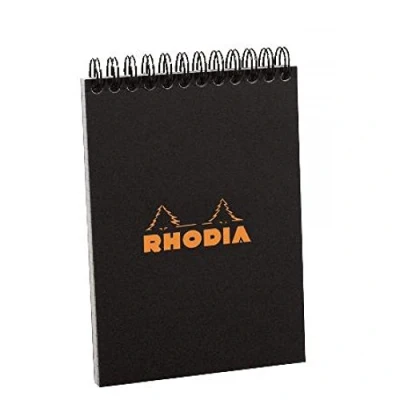 Image de RHODIA 165009C Notepad Bloc Notes à Spirale (Reliure Intégrale) Noir A5 14,8 x 21 cm Petits Carreaux 80 F Détachables Papier Clairefontaine g/m² Carte Enduite Souple et Résistante