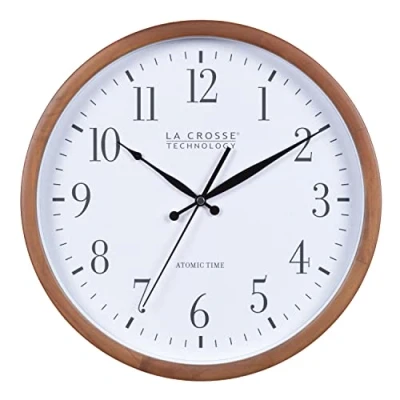 Image de La Crosse Technology 404 50447 INT Horloge Murale analogique en Noyer 32,5 cm