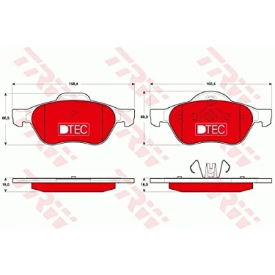 Image de TRW DTEC COTEC GDB1687DTE Jeu de plaquettes frein non préparé pour indicateur d&#039;usure avec accessoires RENAULT: CLIO 3, SCENIC 2, MEGANE 2