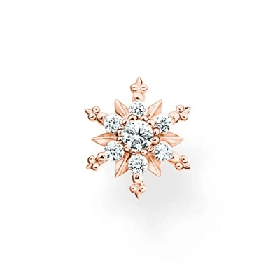 Image de THOMAS SABO Boucles d&#039;oreilles en forme de flocon neige avec pierres blanches, taille unique, Argent sterling, Pas gemme