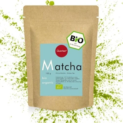Image de Thé matcha bio Poudre de végane, issu la culture biologique vert à boire, destiné confectionner des latte, smoothies, adapté cuisson 100 g