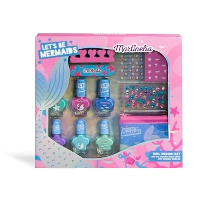 Image de MARTINELIA Grand Set Nail Art Sirène pour Enfant Coffret Manucure Fille 6 Vernis à Base d&#039;Eau + Accessoires l&#039;Eau Non Nocif A partir de 3 ans