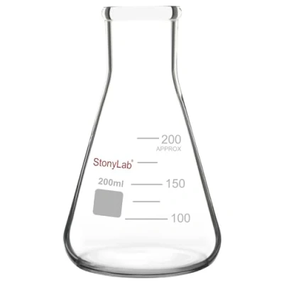 Image de stonylab 1 Paquet Erlenmeyer Fiole en Verre Borosilicate, Flask à Paroi Épaisse avec Bord Résistant 200ml