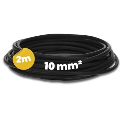 Image de Kalitec Câble de Câblage H07V K 10 mm² noir 2 m Flexible Toron à fils fins unique pour armoire compteur monofil commande