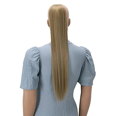 Image de CAISHA 60cm Postiche Avec 2 Rubans Natte Queue De Cheval Extensions Cheveux Raide Blond Cendré HC23