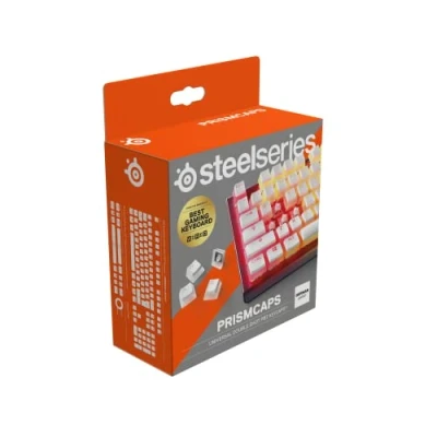Image de SteelSeries PrismCaps Touches Double Shot Style Pudding Thermoplastique PBT Durable Compatible avec la Plupart des claviers mécaniques Supports MX Noir (Disposition Allemand), Blanc
