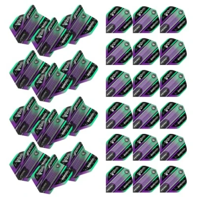 Image de WINMAU Prism Delta Simon Whitlock Wizard Lot de 10 ailettes fléchettes arc en ciel et argentées (30 au total)