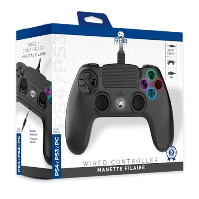 Image de Freaks and Geeks Manette Filaire Noire pour PS4 avec Câble 3M prise Jack