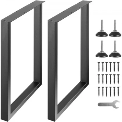 Image de VEVOR Pied de Table 2PCS Pieds Bureau Réglables Carrés 711 mm en Acier Massif Capacité Charge 454 kg Meubles Noirs Modernes avec Accessoires Nombreux pour Maison Salle à Manger