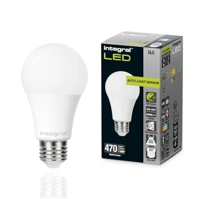 Image de Integral Ampoule LED GLS E27 non dimmable à double capteur crépusculaire Blanc froid 4000K, 470lm, 4,8W (équivalent 40W) Basse consommation et idéale pour l&#039;extérieur