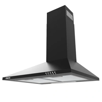 Image de CIARRA CAB6201A Hotte Aspirante 60cm 370 m3/h Classe A Evacuation et Recyclage Filtre au Chabon NON INCLUS 3 Vitesses Eclairage LED Murale Noir