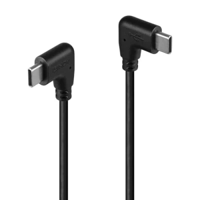 Image de Câble USB C coudé LINDY 0.50m 2.0 Transfert de données Alimentation