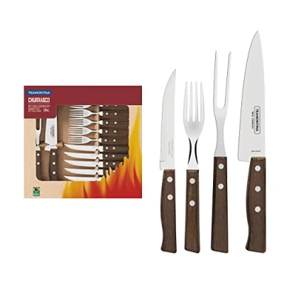 Image de Tramontina Couverts à steak et kit découpe tradicional 14 pcs. Inox bois.