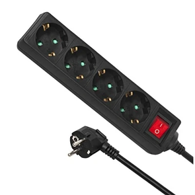 Image de Maclean MCE194G 4 Prises Bande de Puissance 5m avec Interrupteur Multiples fiche Protection l&#039;enfant Schuko 3500W