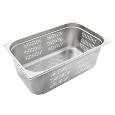 Image de Allpax Récipient GN 1/1 en acier inoxydable Hauteur : 150 mm Avec perforation gastronorme résistant à la chaleur et Pour égoutter ou comme insert de cuisson dans le