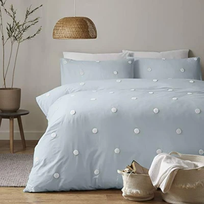 Image de Appletree Lynton Parure de lit, Coton, Bleu Canard/Blanc, Single, W135cm x L200cm (Duvet Cover), W50cm L75cm (Pillow Case)