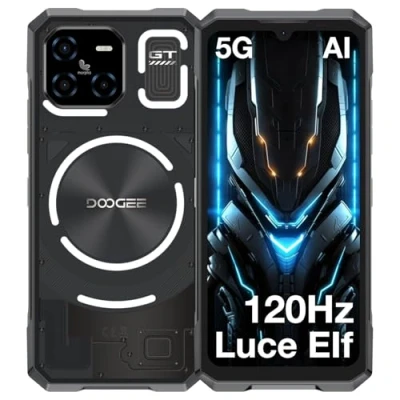 Image de DOOGEE Blade GT 5G Telephone Portable Incassable, Smartphone Incassable avec Effet de Lumière LED, 6,72 FHD+ 120Hz, Dimensity D7050, 32GB+256GB LPDDR5, 48MP AI Caméra, 5500mAh/NFC/AI Fonction/WiFi 6