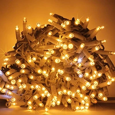 Image de Luccika Guirlande lumineuse de Noël à LED professionnelle avec MaxiLED pour restaurants, hôtels, routes, usage extérieur et intérieur (blanc chaud flash blanc glacé, 10 mètres 100 LED)