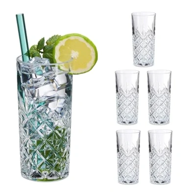 Image de Relaxdays Verre à Cocktail, en lot Pratique de 6, Volume : 300 ML, Convient au Lave Vaisselle, Transparent
