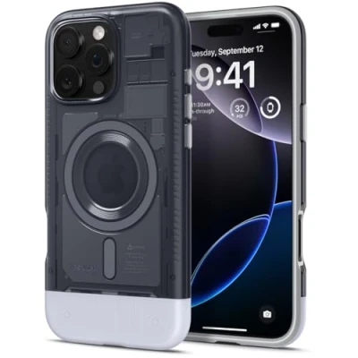 Image de Spigen Coque pour iPhone 16 Pro Max, Classic C1 MagFit, [Version Rétro] 6,9 Pouces Graphite