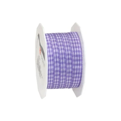 Image de PRÄSENT Ruban Taffetas Motif Vichy Pourpre/Blanc 10 mm 20 m