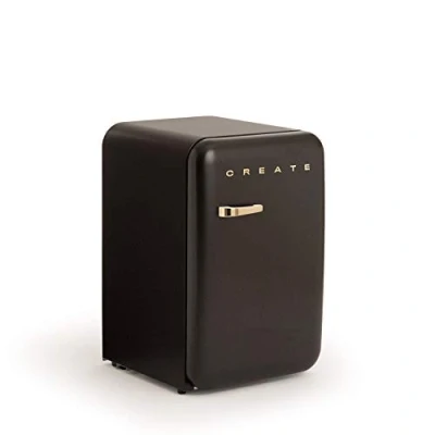 Image de CREATE / RETRO FRIDGE 83.5 GOLD/Réfrigérateur Noir avec Poignée Or/Pratique et fonctionnel, Matériaux résistants