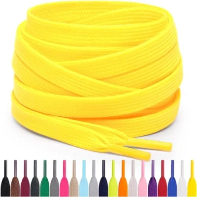 Image de Miscly Lacets Plats Pour Baskets, Plusieurs Longueurs et Couleurs Disponibles (Jaune, 91 cm)