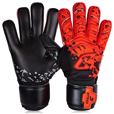 Image de CATCH &amp; KEEP Gants de gardien but pour enfant Rouge Taille 3 légers avec soutien du pouce et bandage poignet plus épais