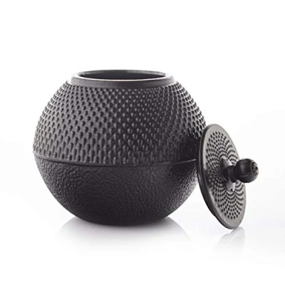 Image de Lumaland boîte à thé en Fonte 750 ML Japonaise Tetsubin Hobnail de Rangement pour thé, Sucre, Candi Sucrier &amp; provisions avec revêtement émaillé, Couvercle Inclus