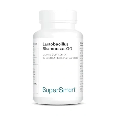 Image de Lactobacillus Rhamnosus GG Probiotique Equilibre Microbiote et Flore intestinale Booste le système immunitaire Stimule la production des 60 gélules Vegan Supersmart