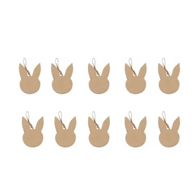 Image de Décopatch AC843Cpack Un Lot de 10 supports en papier brun mâché 1x6,5x9 cm, Tête lapin plate à suspendre