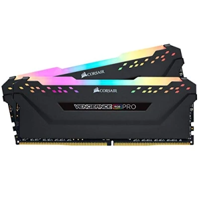 Image de Corsair DDR4 Vengeance RGB PRO 32 Go (2 x 16 Go) Noir, PC4 25600 (3200), Non ECC Unbuff, CAS 18 36, LED RGB, 1,35 V CMW32GX4M2C3200C16