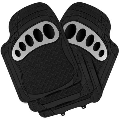 Image de WOLTU AM7176sb Tapis de Sol en Caoutchouc universels Voiture réglés par cuttable,Noir Argent