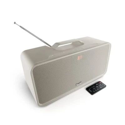 Image de Teufel BOOMSTER Enceinte Streaming Robuste avec Bluetooth Apt x, Radio Dab, imperméabilité IPX5, Large Panorama stéréo, Jusqu&#039;à 18h d&#039;autonomie Sand White