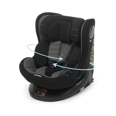 Image de Foppapedretti FP360 Quick i Size, Siège pivotant à 360 pour enfants de 40 150 cm hauteur, 0 12 ans, conforme ECE R129, fixation Dualfix (Isofix et non), Safe Body Protection, Black