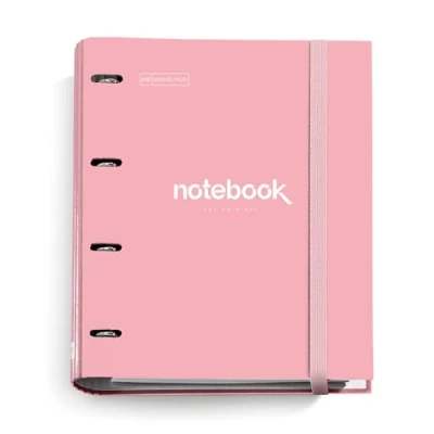Image de Miquelrius Carpebloc A4 Emotions, Classeur à 4 Anneaux + Recharge 100 Feuilles A4, Quadrillage 5 mm, Papier 90 g/m², Fermeture Caoutchouc, Rose