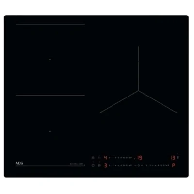 Image de AEG TO63IQ0BIB Plaque à induction, 60 cm, 3 zones de cuisson, flexible, pont, système Hob2Hood, fonction PowerBoost et pause, commandes coulissantes indépendantes, minuteur individuel, sans cadre,