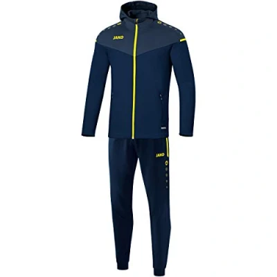 Image de JAKO Survêtement enfant polyester Champ 2.0 avec capuche Bleu marine/bleu foncé/jaune fluo 152 M9420