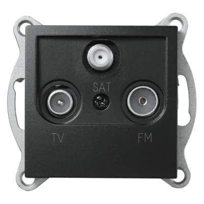 Image de Prise d&#039;antenne encastrée FLAIR UP TV satellite, de connexion pour radio noir mat
