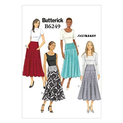 Image de Butterick Patterns 6249 Jupe pour Femme en Laine Multicolore A5 (34 36 38 40 42)