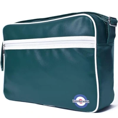 Image de Lambretta Sac bandoulière rétro classique pour ordinateur portable et tablette, vert/blanc, Taille unique