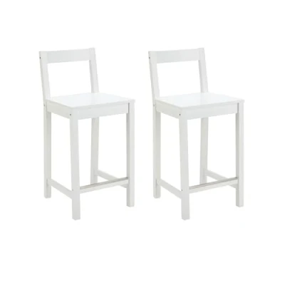 Image de Amazon Basics Tabouret de bar en bois avec dossier, blanc, 2 pièces