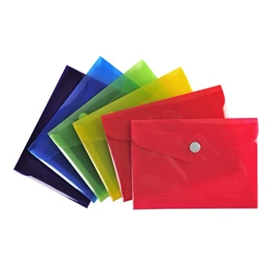 Image de Exacompta Réf, 34430E Carton de 30 Pochettes Fermeture Bouton Pression avec Rabat en Pp Lisse Dimensions : 14 x 10 cm Format à Classer 8,8 12,5 (B7) 6 Couleurs Assorties