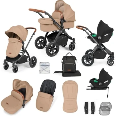Image de Ickle Bubba Stomp Luxe Système de voyage tout en un avec base Isofix (Cirrus) Noir/désert/brun clair