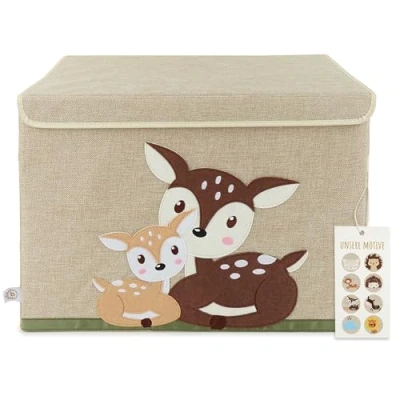 Image de BIECO boîte de rangement avec couvercle 65L pliable 36x36x51cm Coffre a jouets tissu Grande Boite jouet enfant Motif hérisson