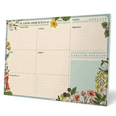 Image de Grupo Erik Bloc Notes A4 Botanical, Version Espagnole, Semainier, Sous Main Bureau, Planner Hebdomadaire, Papeterie de To Do List, Blocs Mémo, Fournitures Scolaires