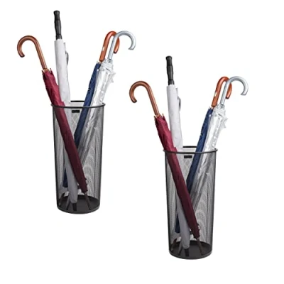 Image de Mind Reader Panier Porte Parapluie en Maille métallique, Noir, 2 Pack