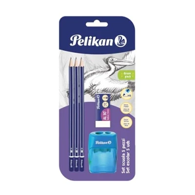 Image de Pelikan crayons graphite, manche en bois certifié FSC, section hexagonale peinte au plomb, résistant à la casse, 3 + caoutchouc taille crayon