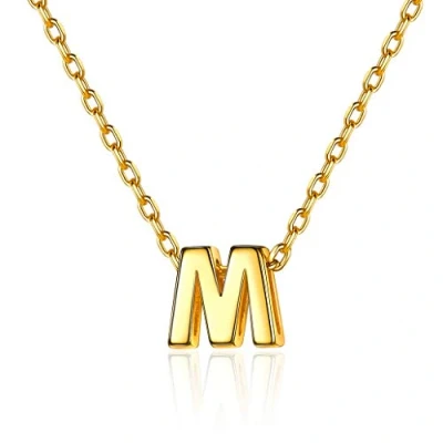 Image de Silvora Collier Lettre M Argent Femme 925 Or Palqué Chaine Clavicule Solide Enfant Fille avec Pendentif Dore Initiale Sterling Rolo Fine 45 cm 3D Epais Cadeau Adolescente Jeune Adult 18 Ans Ado